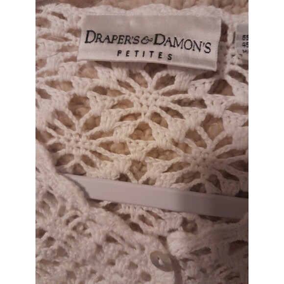 Draper's And Damon's Vint.  Women’s White Crochete Button Sweater. Size Pxs. B47 - Picture 5 of 6